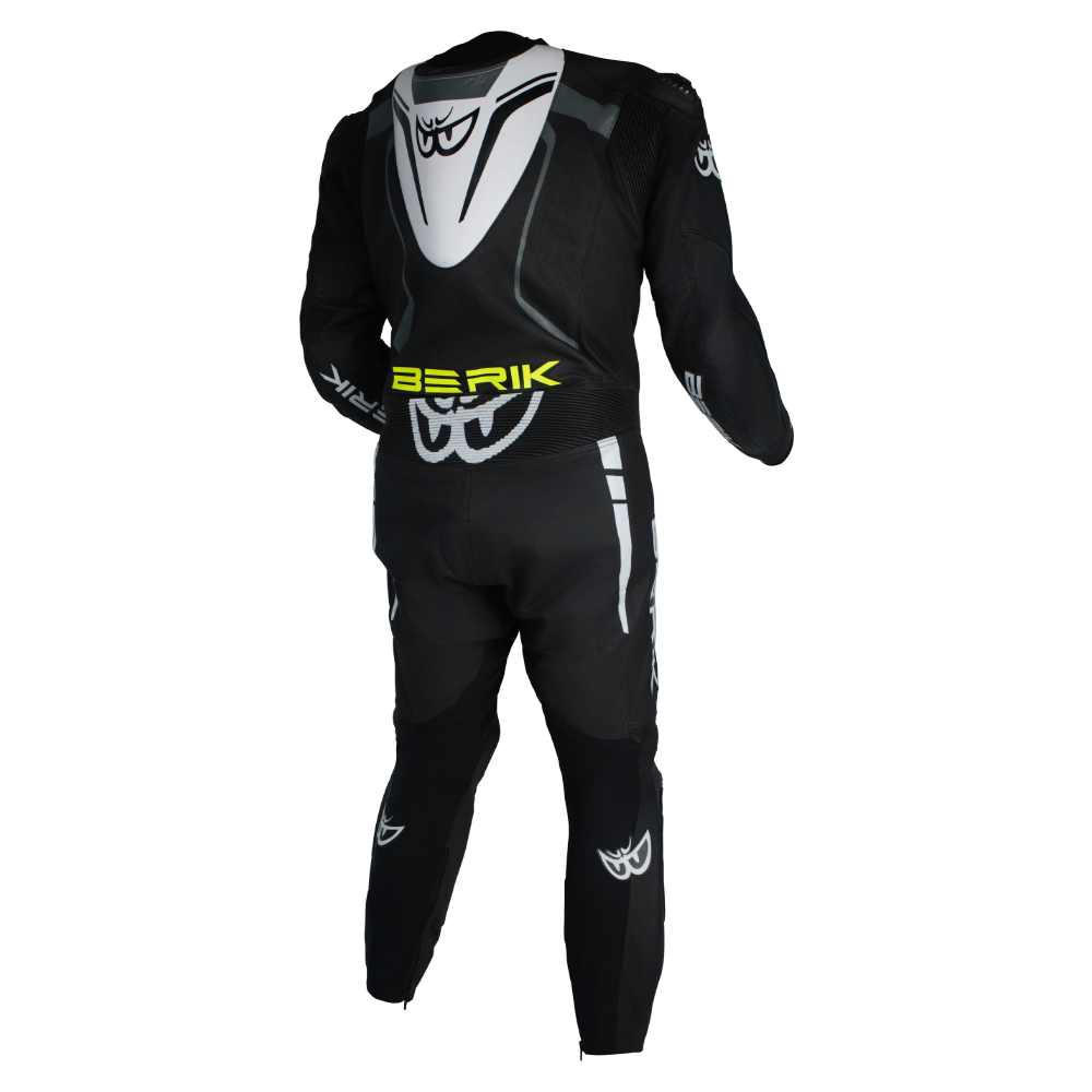BERIK SICILY LEATHER SUITS - BLACK/HI-VIZ