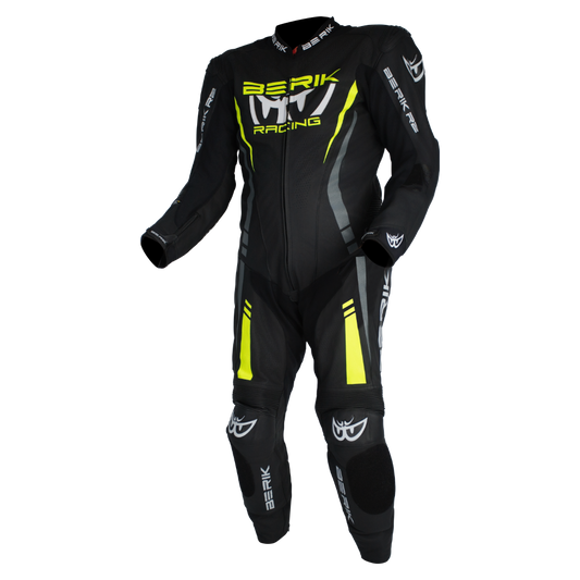 BERIK SICILY LEATHER SUITS - BLACK/HI-VIZ