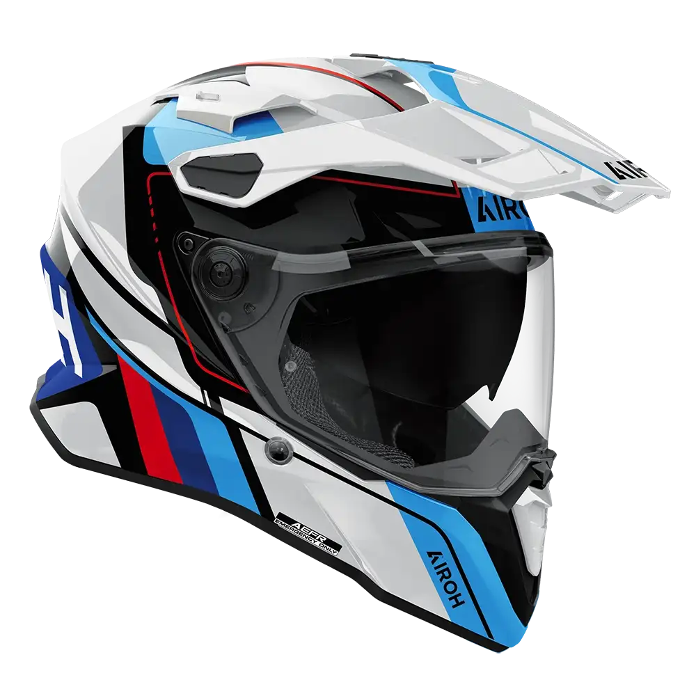 Airoh Commander 2 'Skip' Helmet - White / Red / Blue Gloss view 2 - sold by Cully's Yamaha