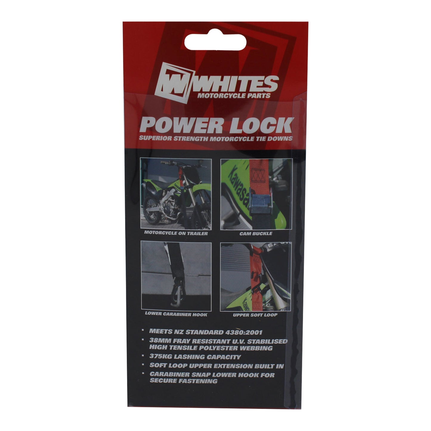 Whites Tie Downs 1 1/2in x 6ft - Black / Black