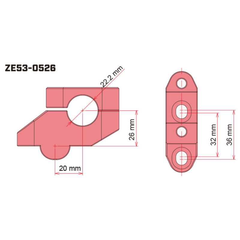 ZETA BAR CLAMP KIT RISE 7/8 MOUNT 7/8 BAR OS:20MM H:26MM