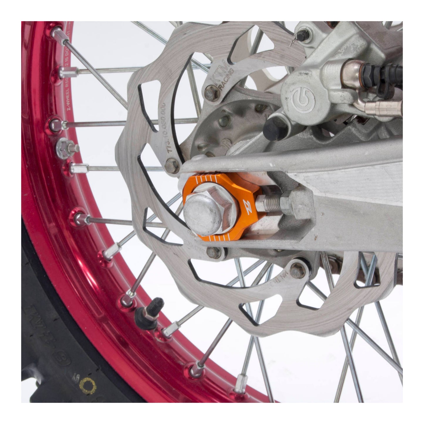 Zeta Rear Axle Block - KTM SX / SX-F (-\'12), 85 SX, EXC - Orange