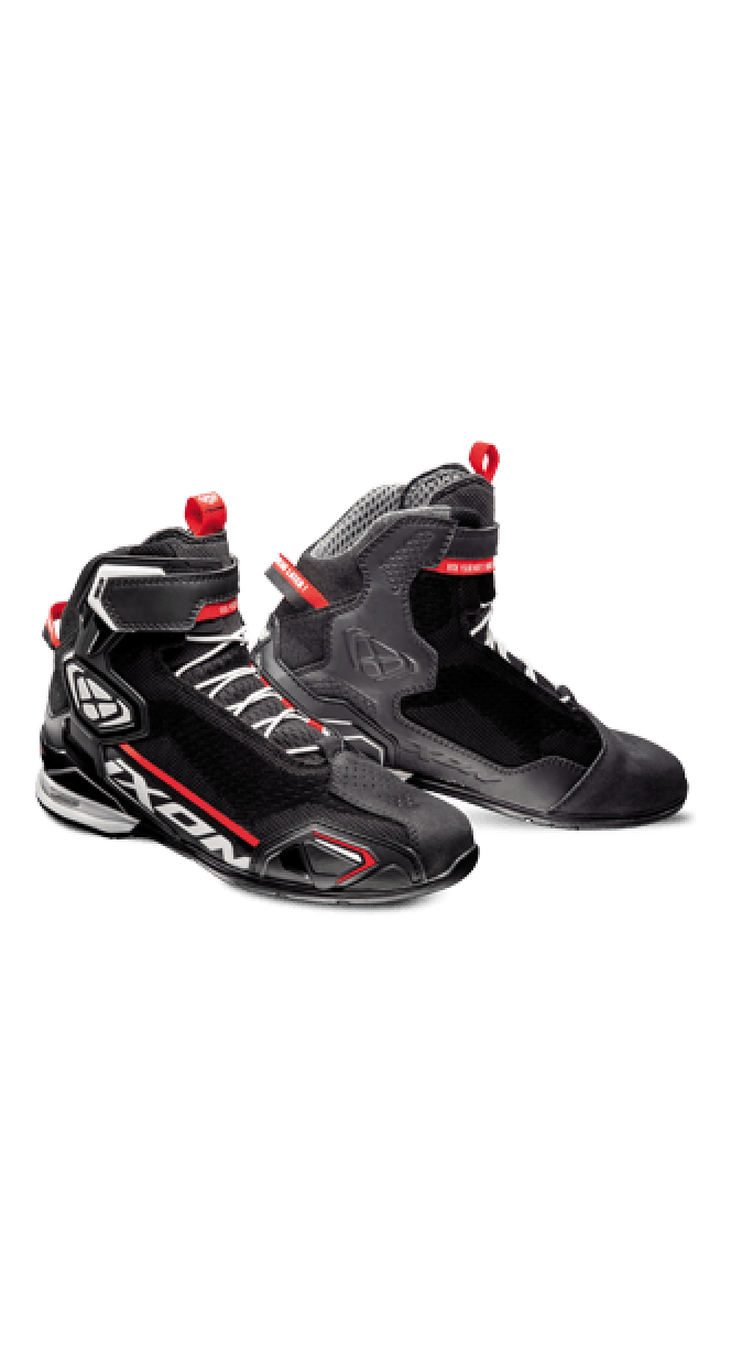 IXON BULL KNIT BOOTS - BLACK/WHITE/RED CASSONS PTY LTD sold by Cully's Yamaha