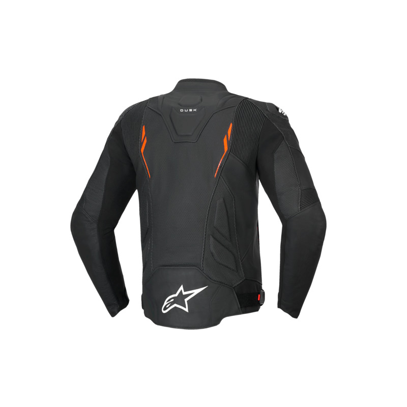 ALPINESTARS DUSK AIRFLOW LEATHER JACKET - BLACK FLURO RED