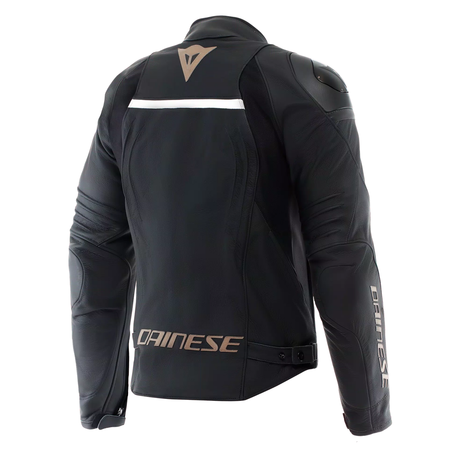 DAINESE RACING 4 LEATHER JACKET - BLACK/TIBETAN-PLATINUM/WHITE