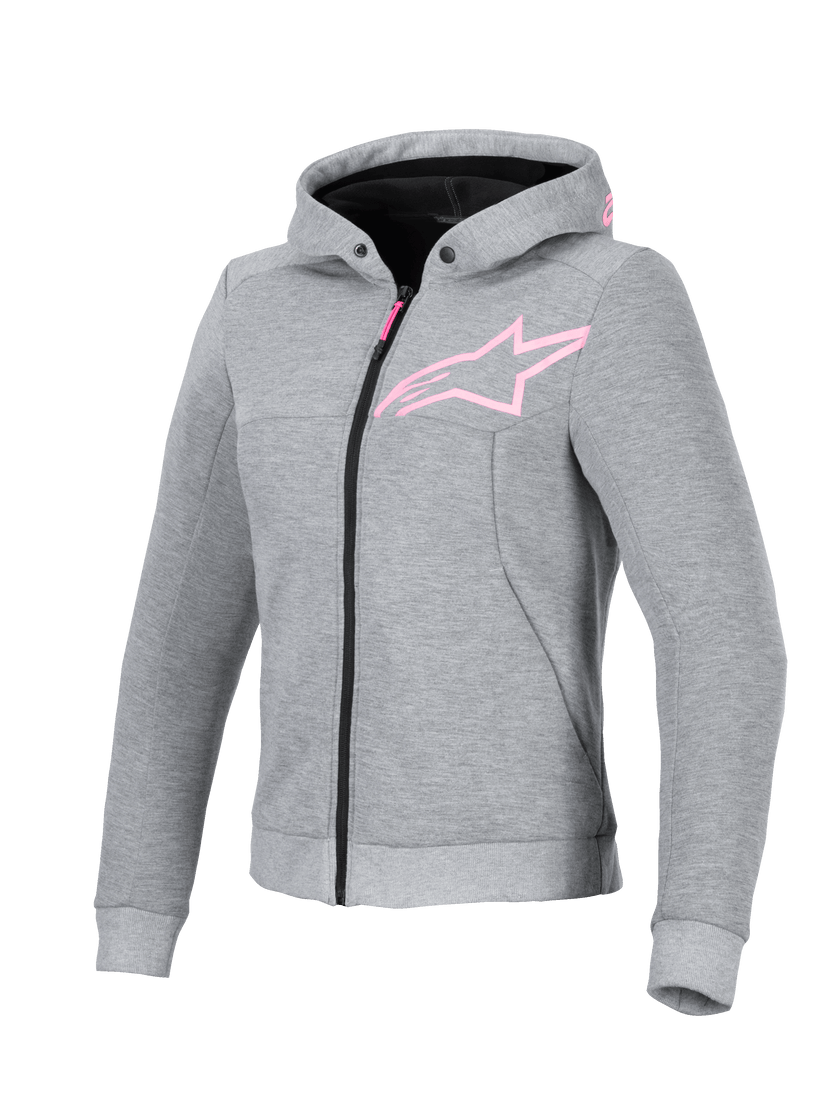 ALPINESTARS WOMENS CHROME V2 SPORT HOODIE - GREY HEATHER FLURO-PINK