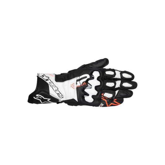 ALPINESTARS GP PLUS R V3 LEATHER GLOVES - BLACK WHITE FLURO-RED