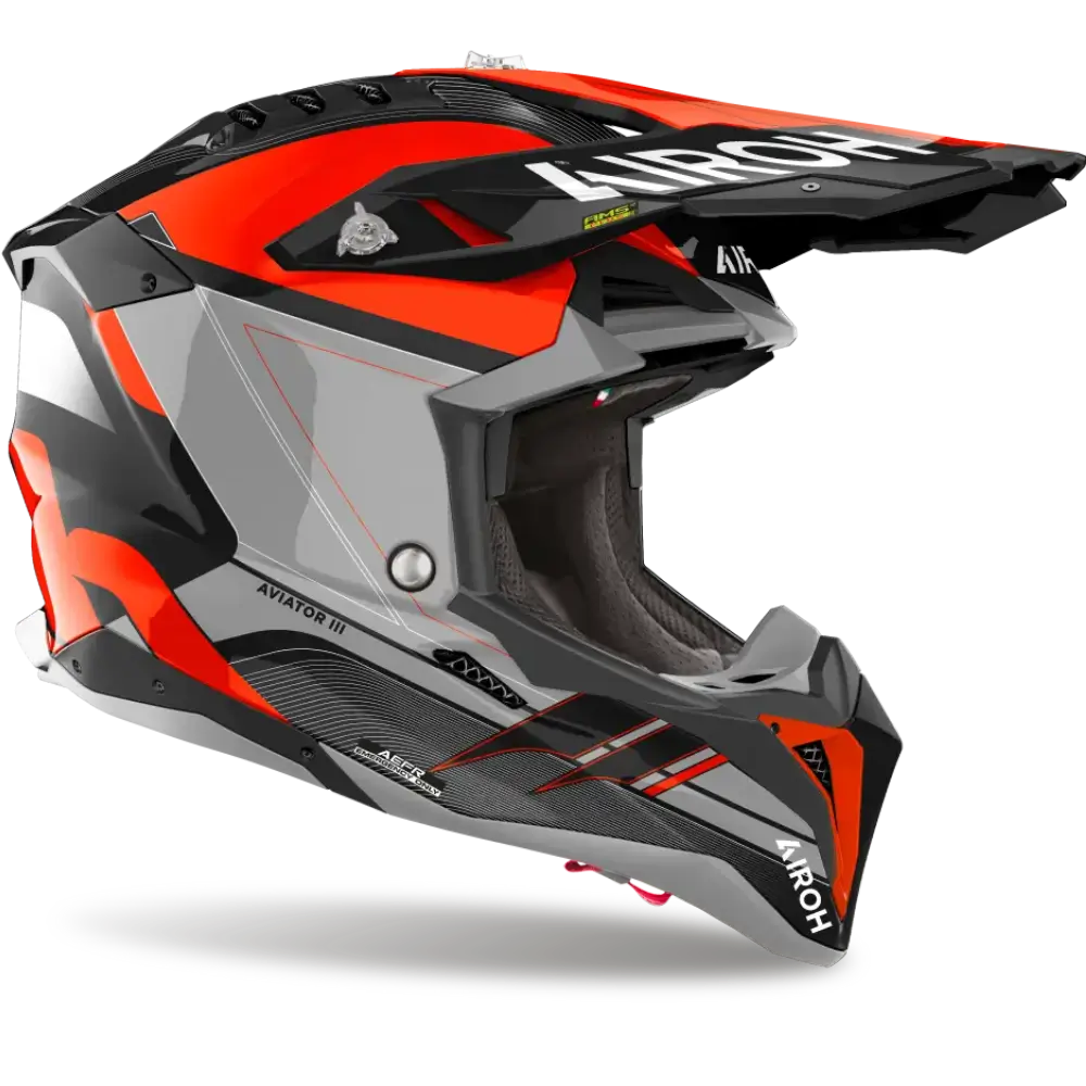 AIROH AVIATOR 3 SABER HELMET - GLOSS GREY/ORANGE