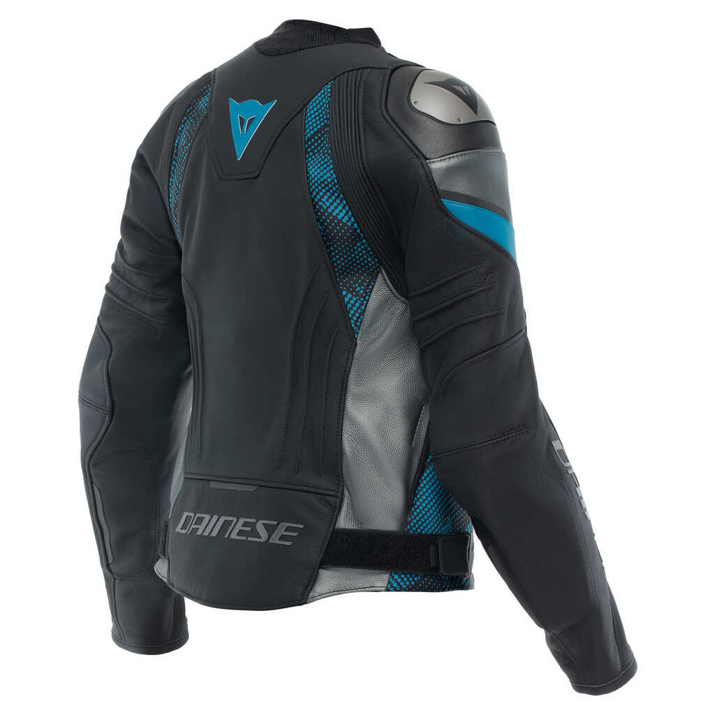 DAINESE AVRO 5 WOMENS LEATHER JACKET - BLACK/TEAL/ANTHRACITE