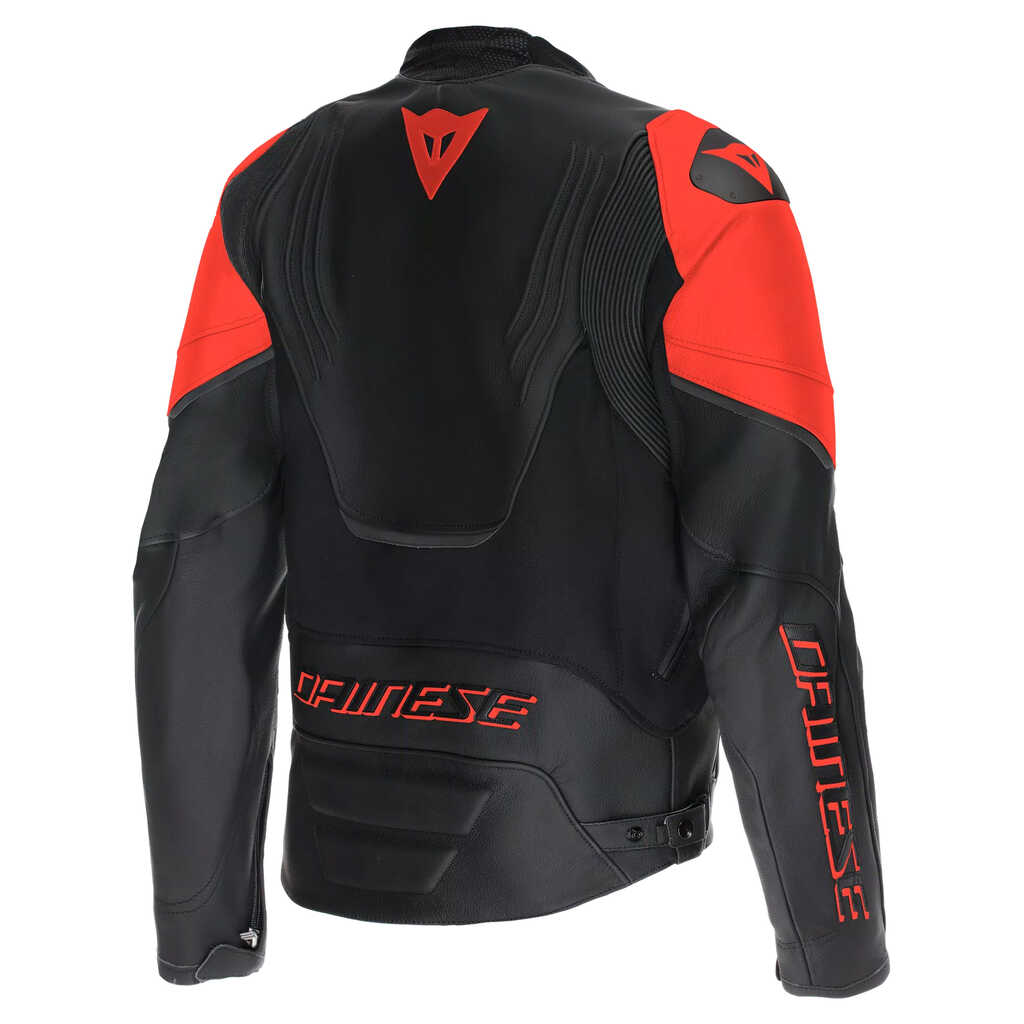 DAINESE RACING 5 PERFORATED LEATHER JACKET - BLACK/BLACK/RED-FLUO