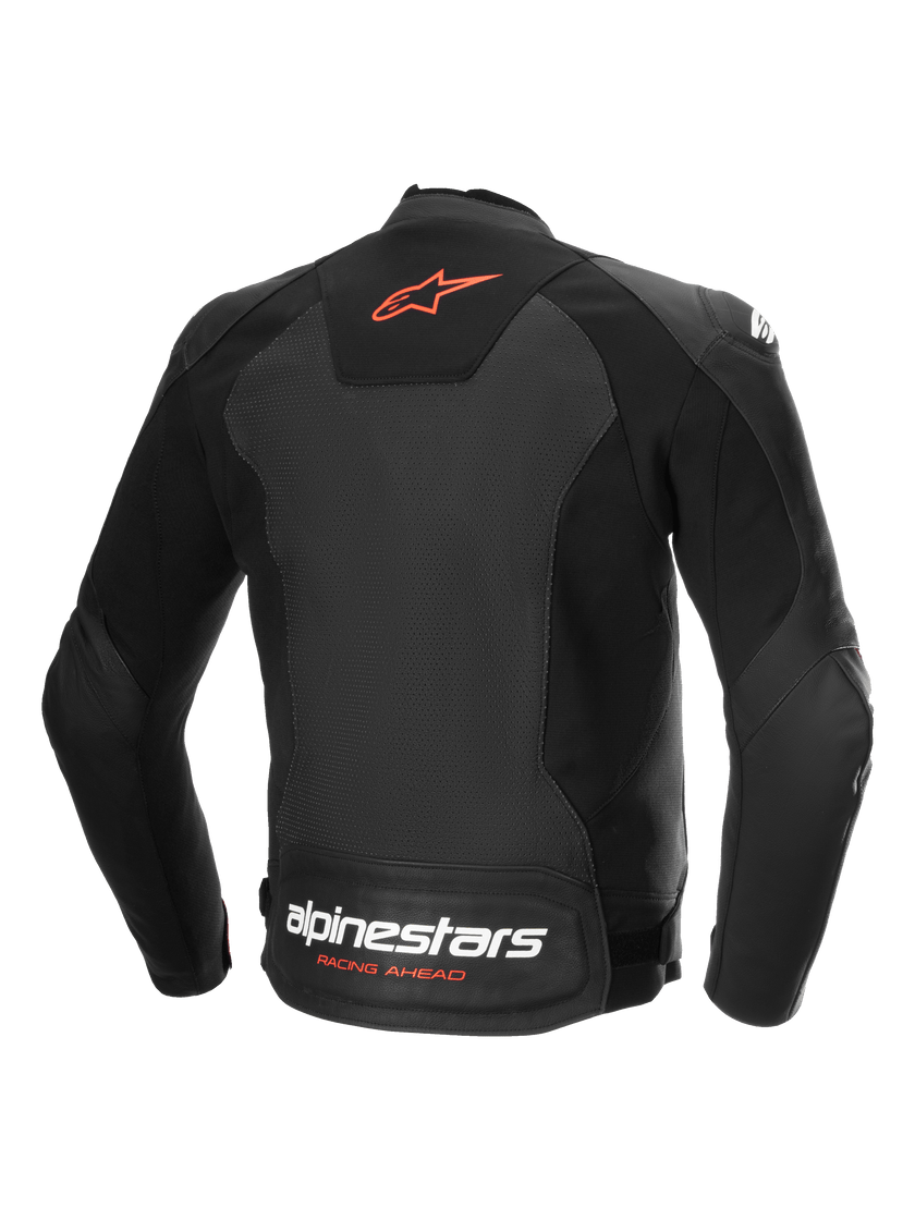 ALPINESTARS FASTER V3 AIRFLOW LEATHER JACKET - BLACK/RED FLURO