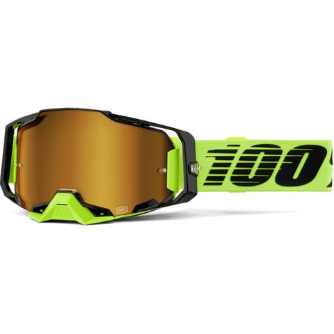 100% ARMEGA GOGGLE - NEON YELLOW (GOLD MIRROR)