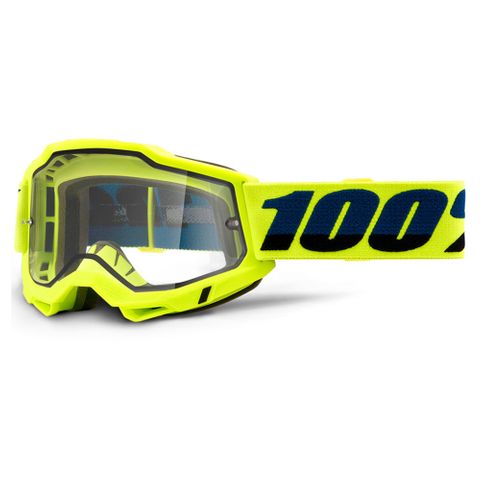 100% ACCURI 2 ENDURO MOTO GOGGLE - YELLOW (CLEAR)