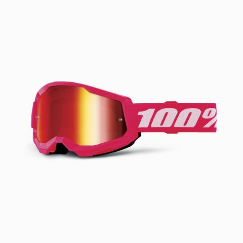 100% STRATA 2 JUNIOR GOGGLES - PINK MIRROR RED LENS