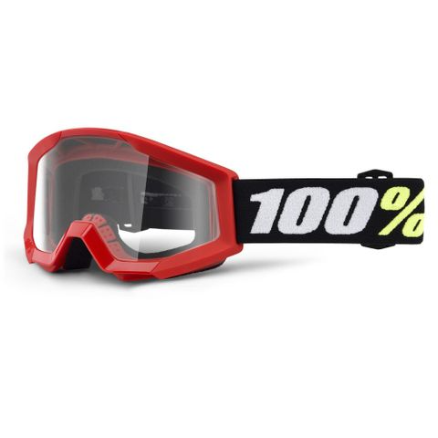100% STRATA MINI GOGGLES - RED CLEAR LENS