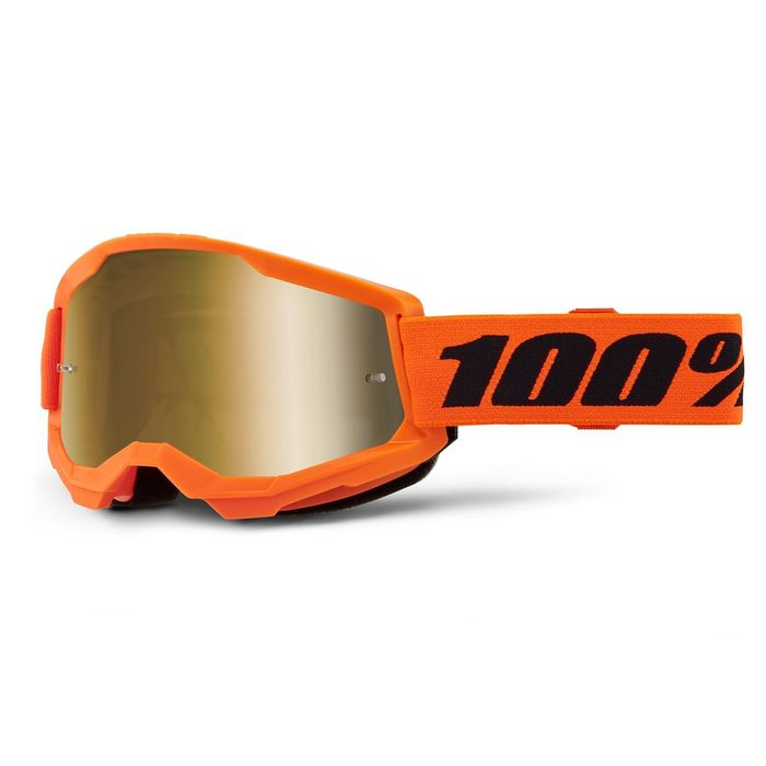 100% STRATA 2 JUNIOR GOGGLES - NEON ORANGE FLASH SILVER LENS