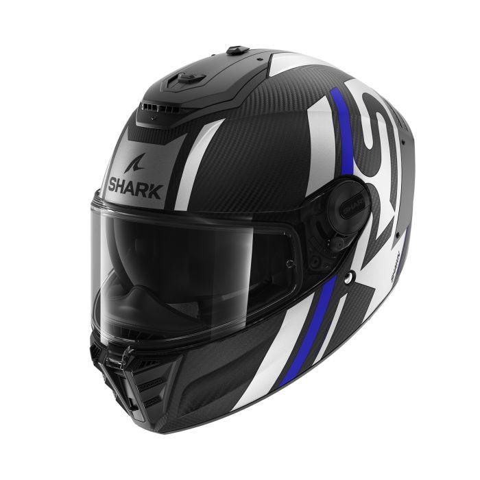 SHARK SPARTAN RS CARBON SHAWN HELMET - BLUE/SILVER