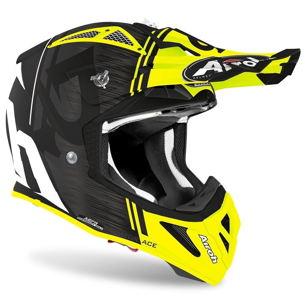 AIROH AVIATOR ACE HELMET - KYBON YELLOW MATT BLACK VENT