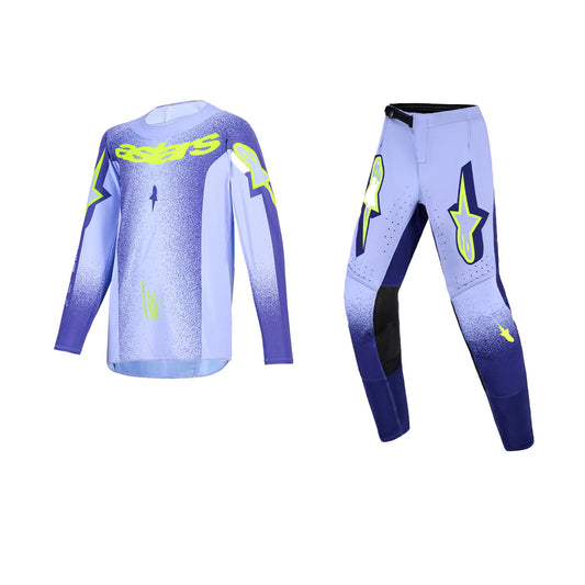 ALPINESTARS 2026 YOUTH SUPERTECH SCENZ GEAR SET - PURPLE YELLOW FLUO