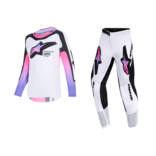 ALPINESTARS 2026 YOUTH SUPERTECH VISTA GEAR SET - WHITE PURPLE BLACK