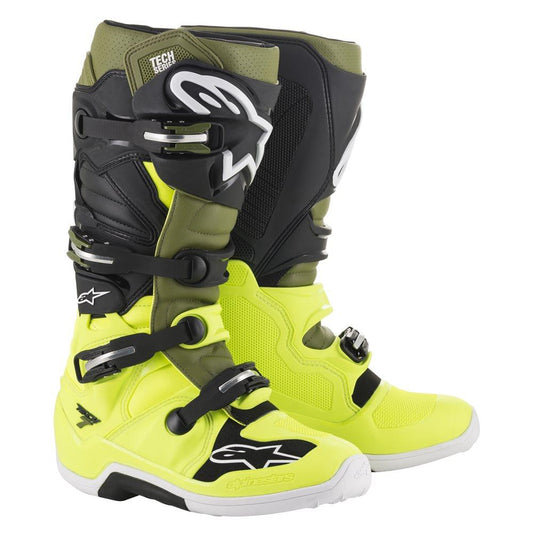 ALPINESTARS TECH 7 (MY14) BOOTS - FLUO YELLOW/MILITARY MONZA IMPORTS sold by Cully's Yamaha