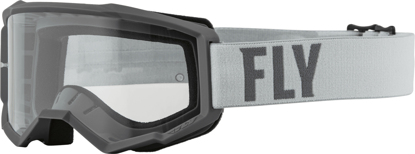 FLY 2023 YOUTH FOCUS GOGGLES - GREY/DARK GREY (CLEAR) MCLEOD ACCESSORIES (P) sold by Cully's Yamaha