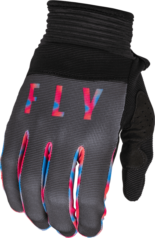 FLY 2023 YOUTH F-16 GLOVES - GREY/PINK/BLUE MCLEOD ACCESSORIES (P) sold by Cully's Yamaha