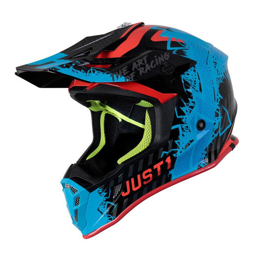 JUST1 J38 MASK 2021 HELMET - BLUE/RED/BLACK GLOSS FICEDA ACCESSORIES sold by Cully's Yamaha