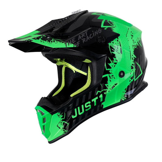 JUST1 J38 MASK 2021 HELMET - FLUO GREEN TITANIUM/BLACK GLOSS FICEDA ACCESSORIES sold by Cully's Yamaha