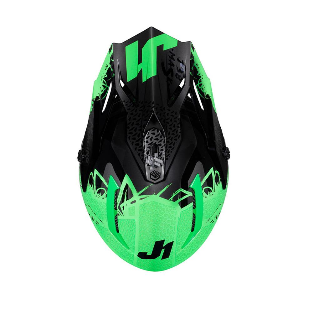 JUST1 J38 MASK 2021 HELMET - FLUO GREEN TITANIUM/BLACK GLOSS FICEDA ACCESSORIES sold by Cully's Yamaha