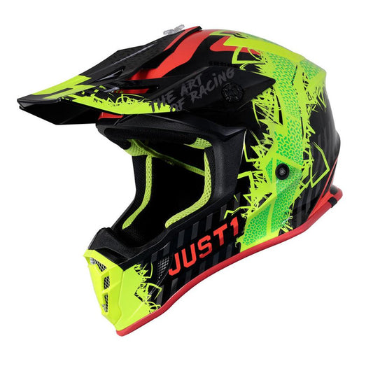 JUST1 J38 MASK 2021 HELMET - FLUO YELLOW/RED/BLACK GLOSS FICEDA ACCESSORIES sold by Cully's Yamaha