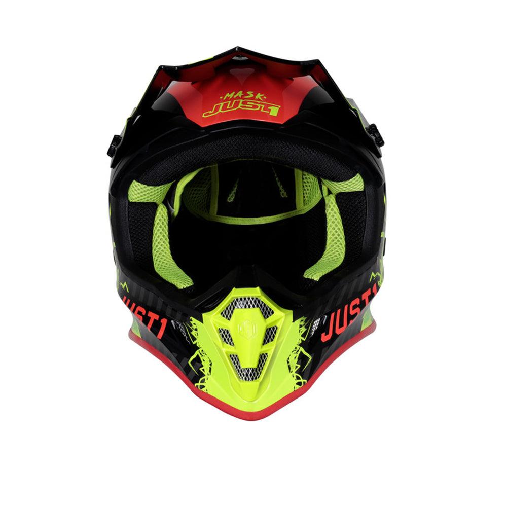 JUST1 J38 MASK 2021 HELMET - FLUO YELLOW/RED/BLACK GLOSS FICEDA ACCESSORIES sold by Cully's Yamaha