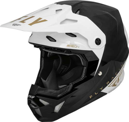 FLY 2023 YOUTH FORMULA CP SLANT HELMET - BLACK/WHITE/GOLD MCLEOD ACCESSORIES (P) sold by Cully's Yamaha