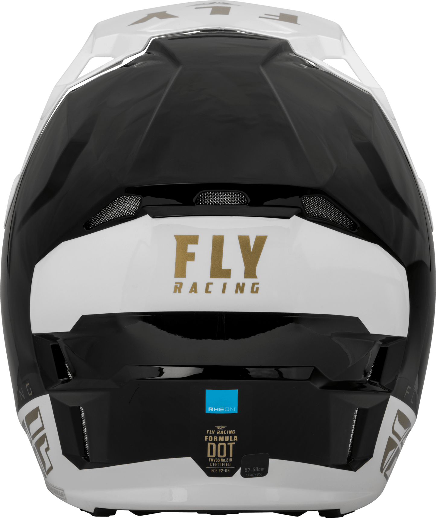 FLY 2023 YOUTH FORMULA CP SLANT HELMET - BLACK/WHITE/GOLD MCLEOD ACCESSORIES (P) sold by Cully's Yamaha