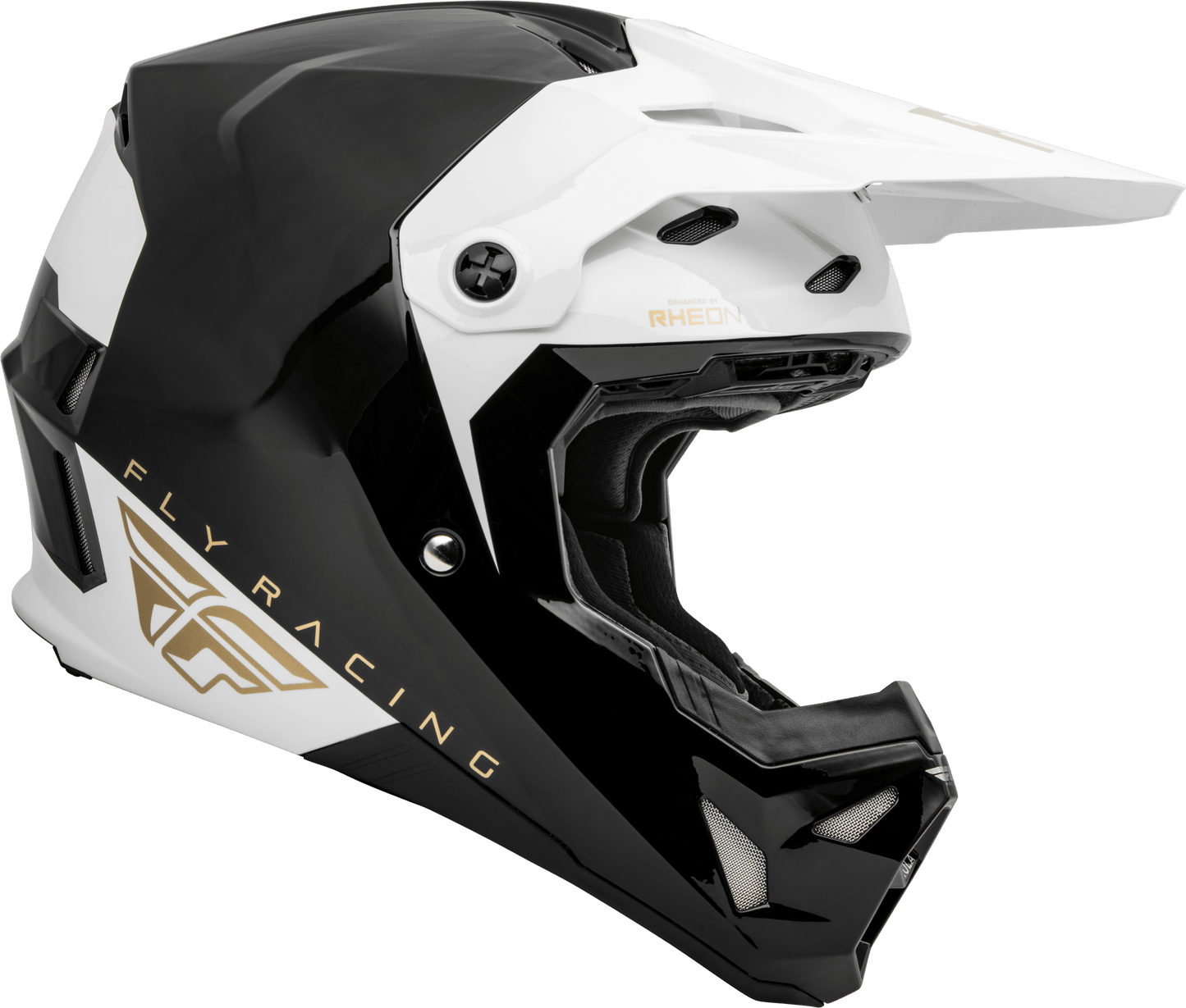 FLY 2023 YOUTH FORMULA CP SLANT HELMET - BLACK/WHITE/GOLD MCLEOD ACCESSORIES (P) sold by Cully's Yamaha