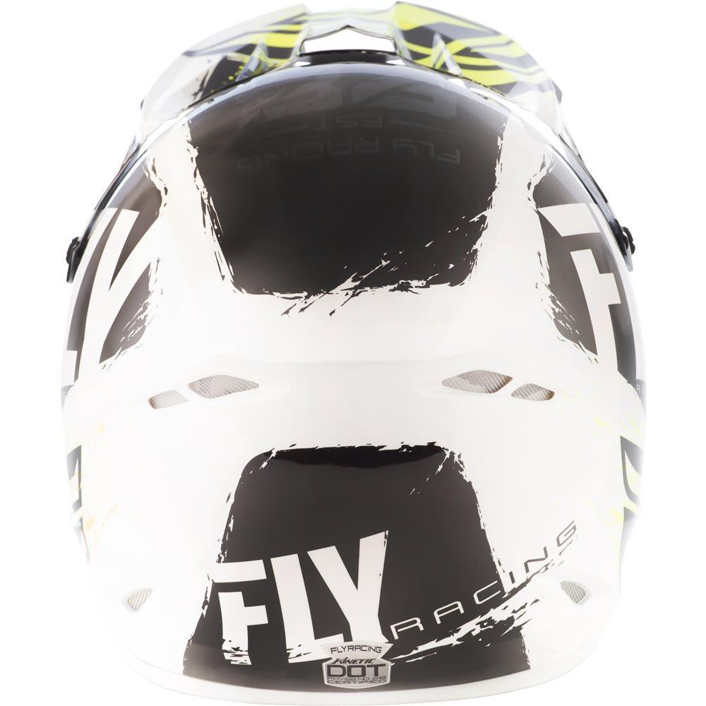 FLY KINETIC BURNISH YOUTH HELMET - BLACK/WHITE/HIVIS MCLEOD ACCESSORIES (P) sold by Cully's Yamaha