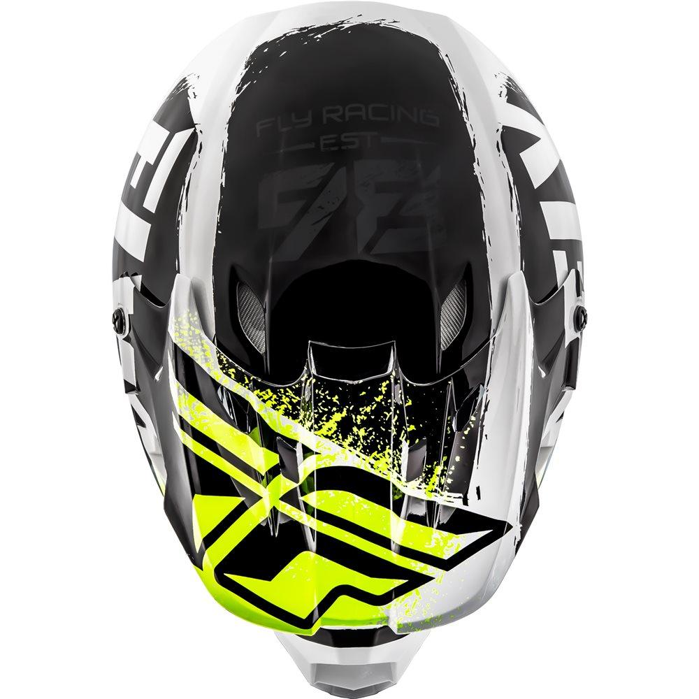 FLY KINETIC BURNISH YOUTH HELMET - BLACK/WHITE/HIVIS MCLEOD ACCESSORIES (P) sold by Cully's Yamaha