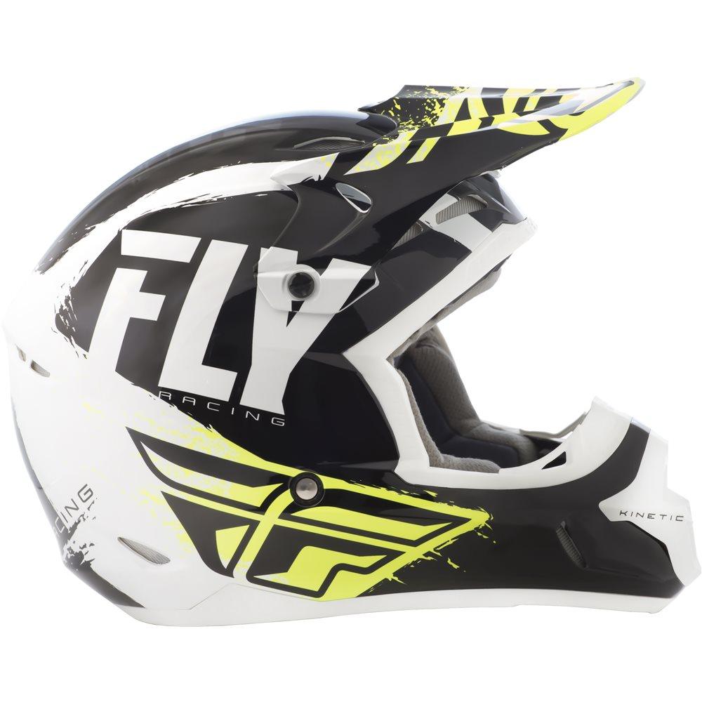 FLY KINETIC BURNISH YOUTH HELMET - BLACK/WHITE/HIVIS MCLEOD ACCESSORIES (P) sold by Cully's Yamaha