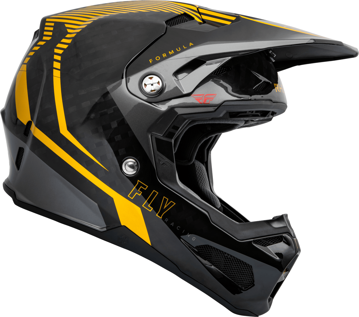 FLY 2023 YOUTH FORMULA CARBON TRACER HELMET - GOLD/BLACK MCLEOD ACCESSORIES (P) sold by Cully's Yamaha