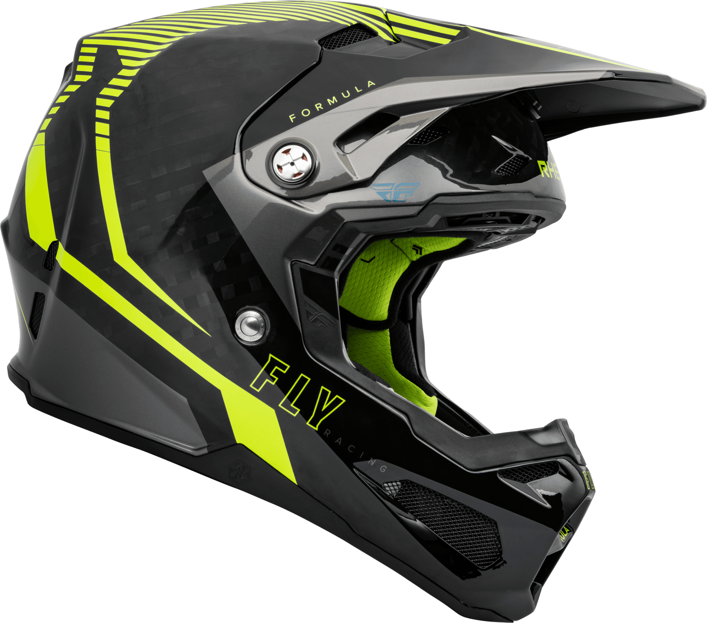 FLY 2023 YOUTH FORMULA CARBON TRACER HELMET - HI-VIS/BLACK MCLEOD ACCESSORIES (P) sold by Cully's Yamaha