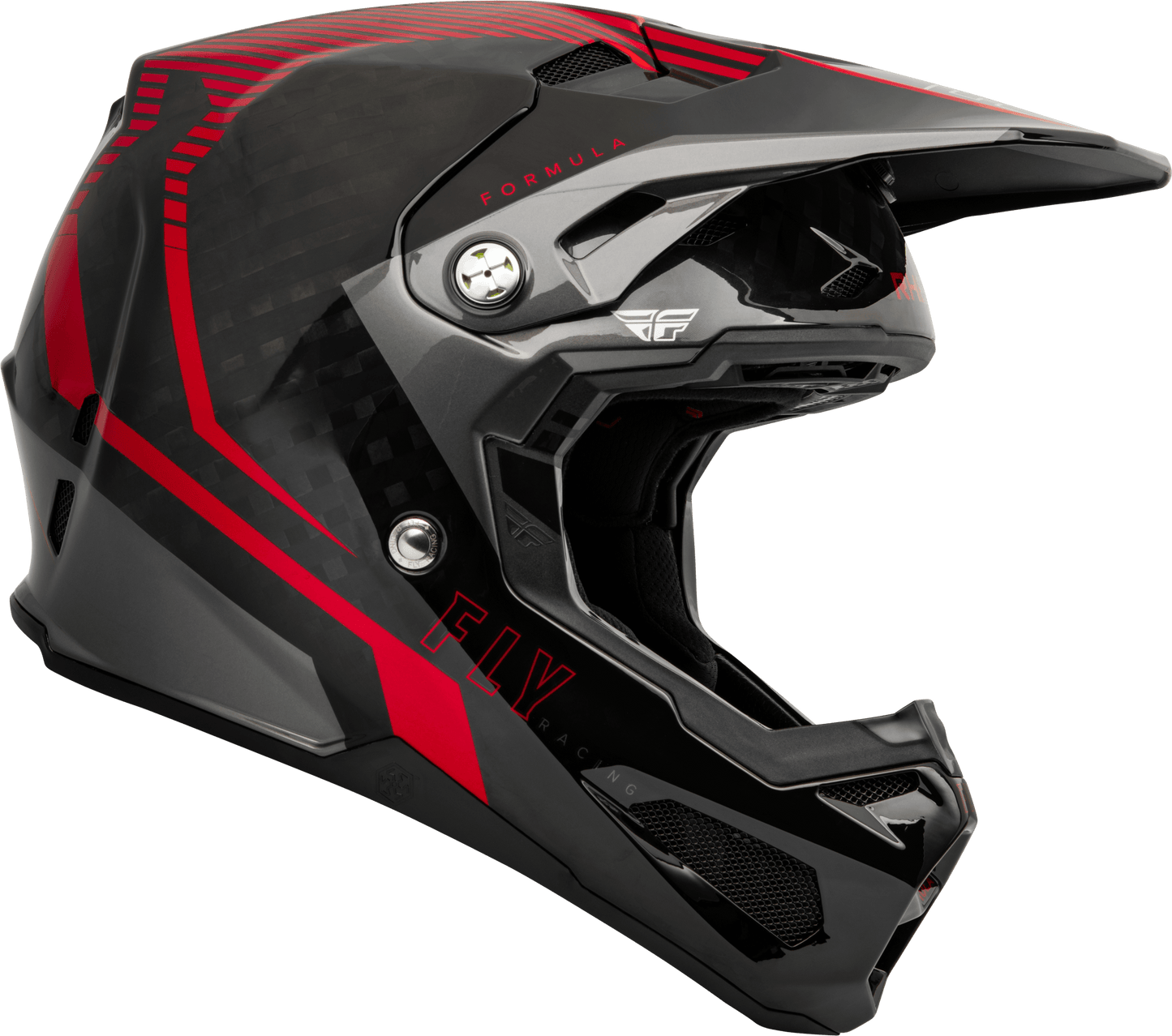 FLY 2023 YOUTH FORMULA CARBON TRACER HELMET - RED/BLACK MCLEOD ACCESSORIES (P) sold by Cully's Yamaha