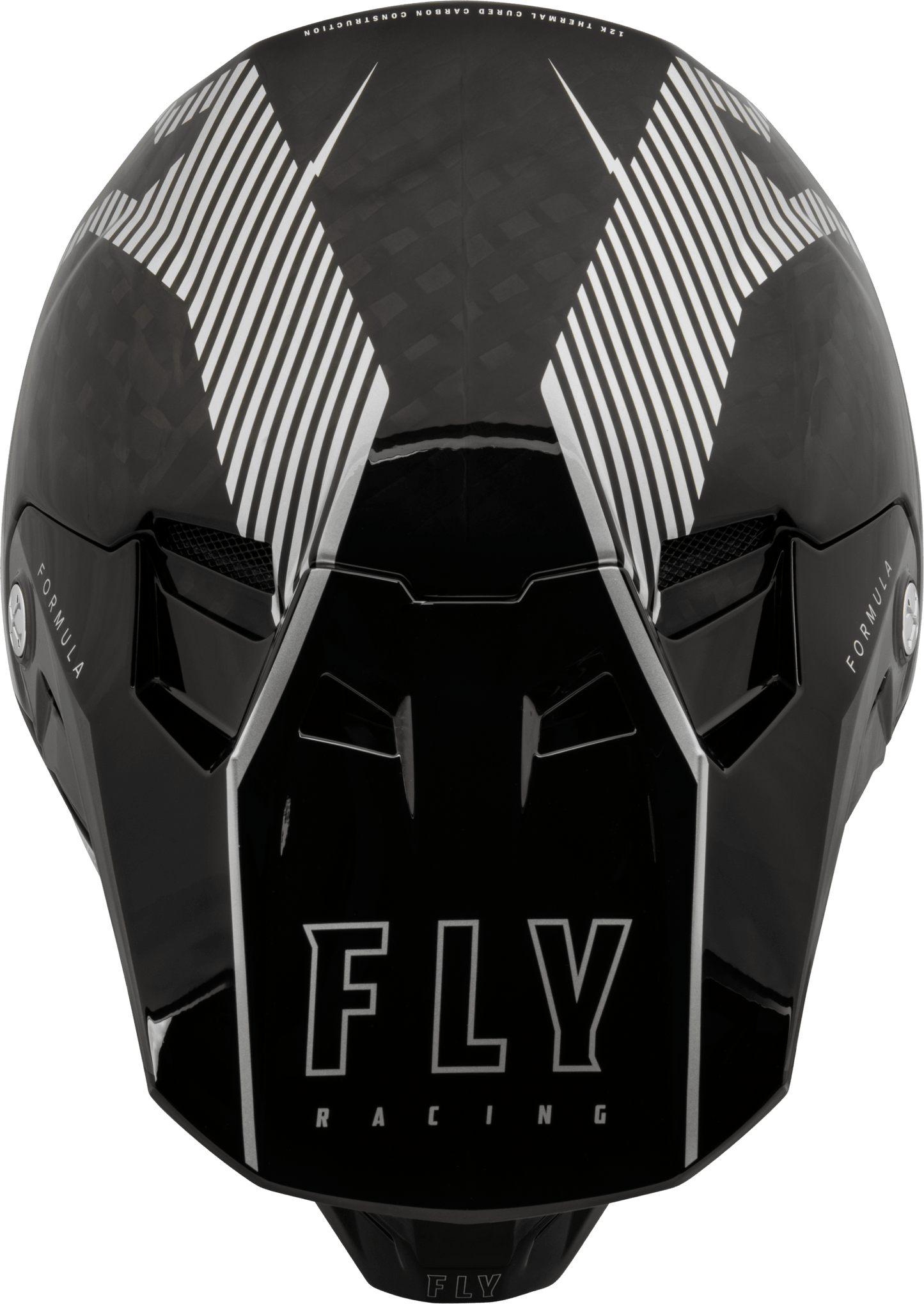FLY 2023 YOUTH FORMULA CARBON TRACER HELMET - SILVER/BLACK MCLEOD ACCESSORIES (P) sold by Cully's Yamaha