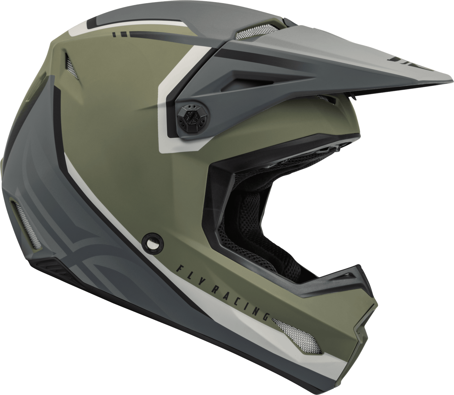 FLY 2023 YOUTH KINETIC VISION ECE HELMET - OLIVE GREEN/GREY MCLEOD ACCESSORIES (P) sold by Cully's Yamaha