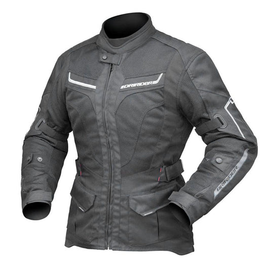 DRIRIDER APEX 5 AIRFLOW LADIES JACKET - BLACK MCLEOD ACCESSORIES (P) sold by Cully's Yamaha