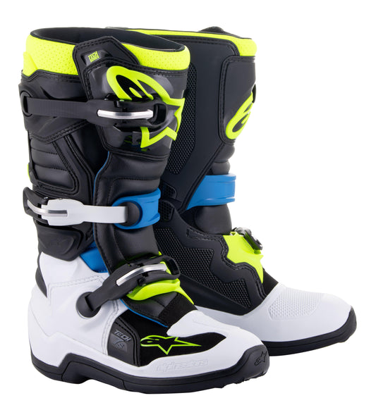 ALPINESTARS 2023 YOUTH TECH 7S BOOTS - BLACK ENAMEL BLUE YELLOW FLUO MONZA IMPORTS sold by Cully's Yamaha