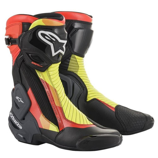 ALPINESTARS SMX PLUS V2 BOOTS - BLACK/FLUO RED/FLUO YELLOW MONZA IMPORTS sold by Cully's Yamaha