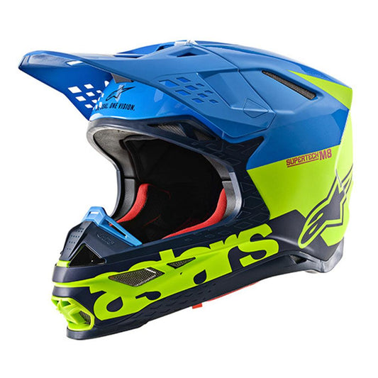 ALPINESTARS S-M8 RADIUM HELMET - AQUA/YELLOW/NAVY MONZA IMPORTS sold by Cully's Yamaha
