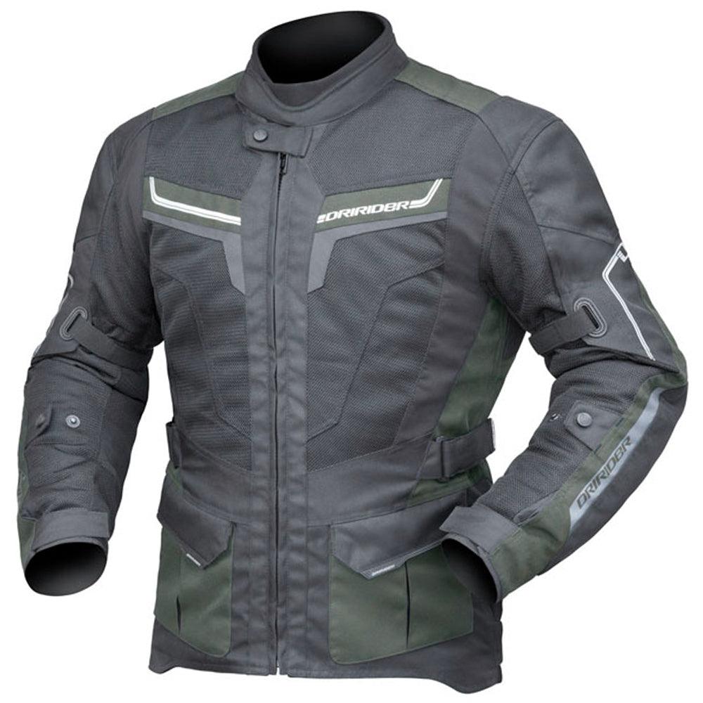 DRIRIDER APEX 5 AIRFLOW JACKET - BLACK/OLIVE MCLEOD ACCESSORIES (P) sold by Cully's Yamaha