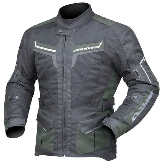 DRIRIDER APEX 5 AIRFLOW JACKET - BLACK/OLIVE MCLEOD ACCESSORIES (P) sold by Cully's Yamaha