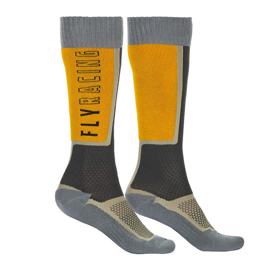 FLY MX SOCKS THIN - BLACK/GREY/MUSTARD MCLEOD ACCESSORIES (P) sold by Cully's Yamaha